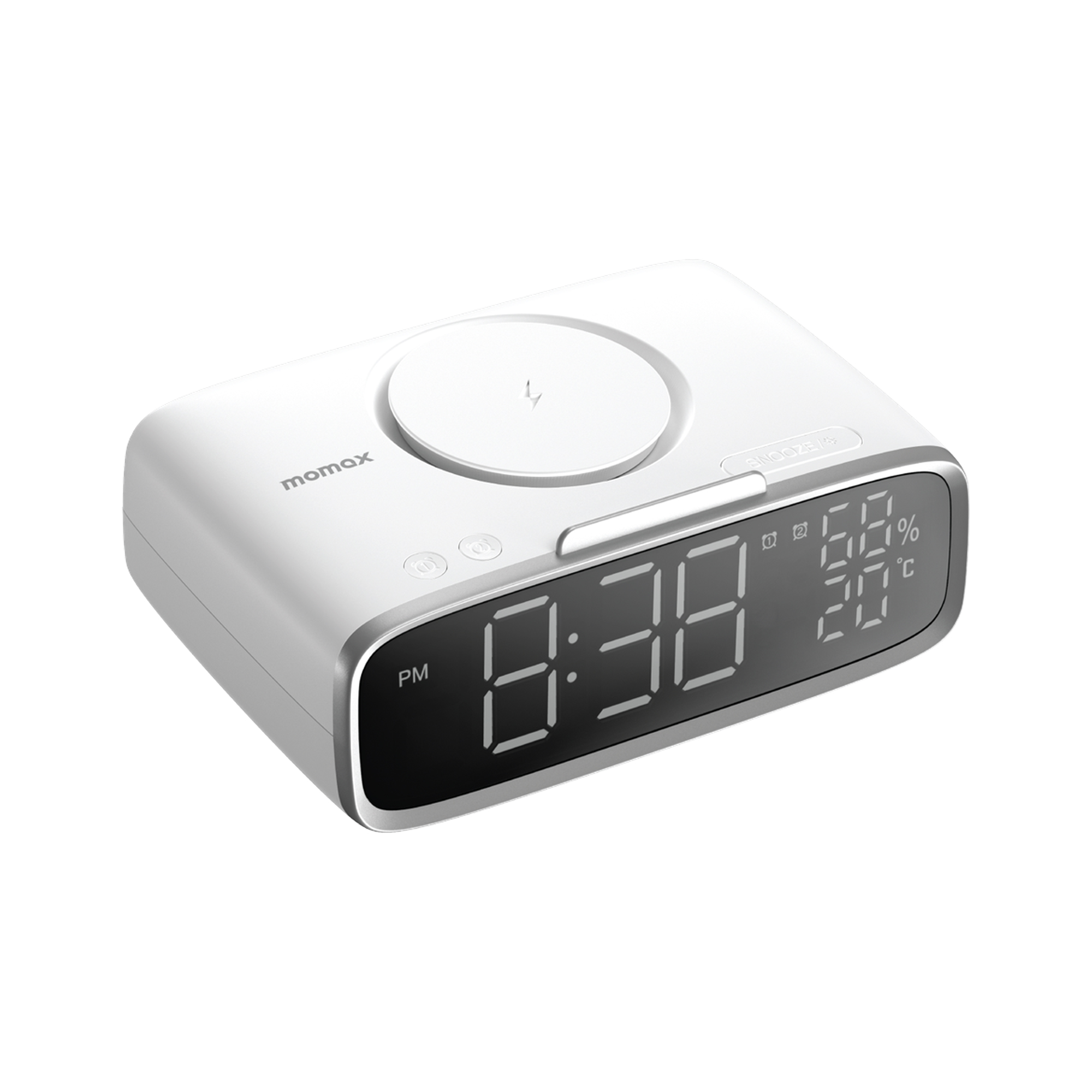 Momax Q.Clock 5 Digital Clock With Wireless Charger – White